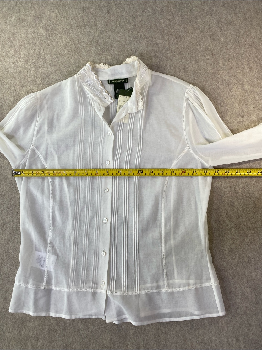 NWT Eddie Bauer Silk Lace-Trim Blouse with Embroidered Collar - Picture 6 of 10
